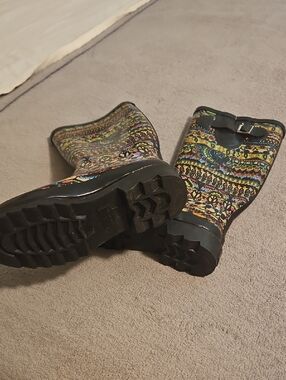 Women's Patterned Rain Boots - Multi-Color